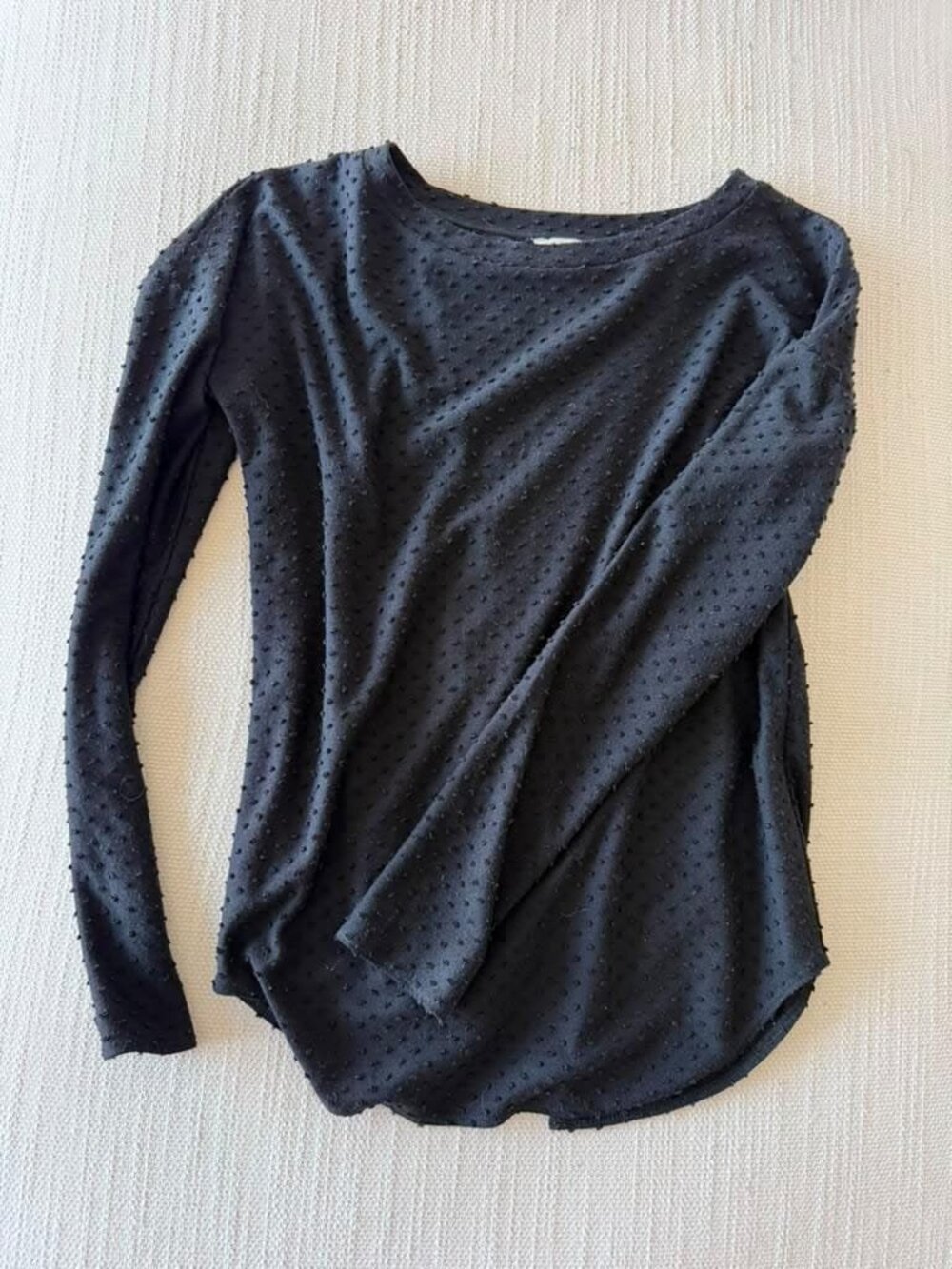Wilfred Aritzia Black Textured Open Back Long Sleeve Top